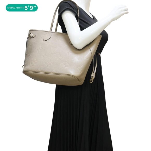 Louis Vuitton Neverfull MM Empreinte Leather Tote Shoulder Bag Beige - Picture 2 of 11